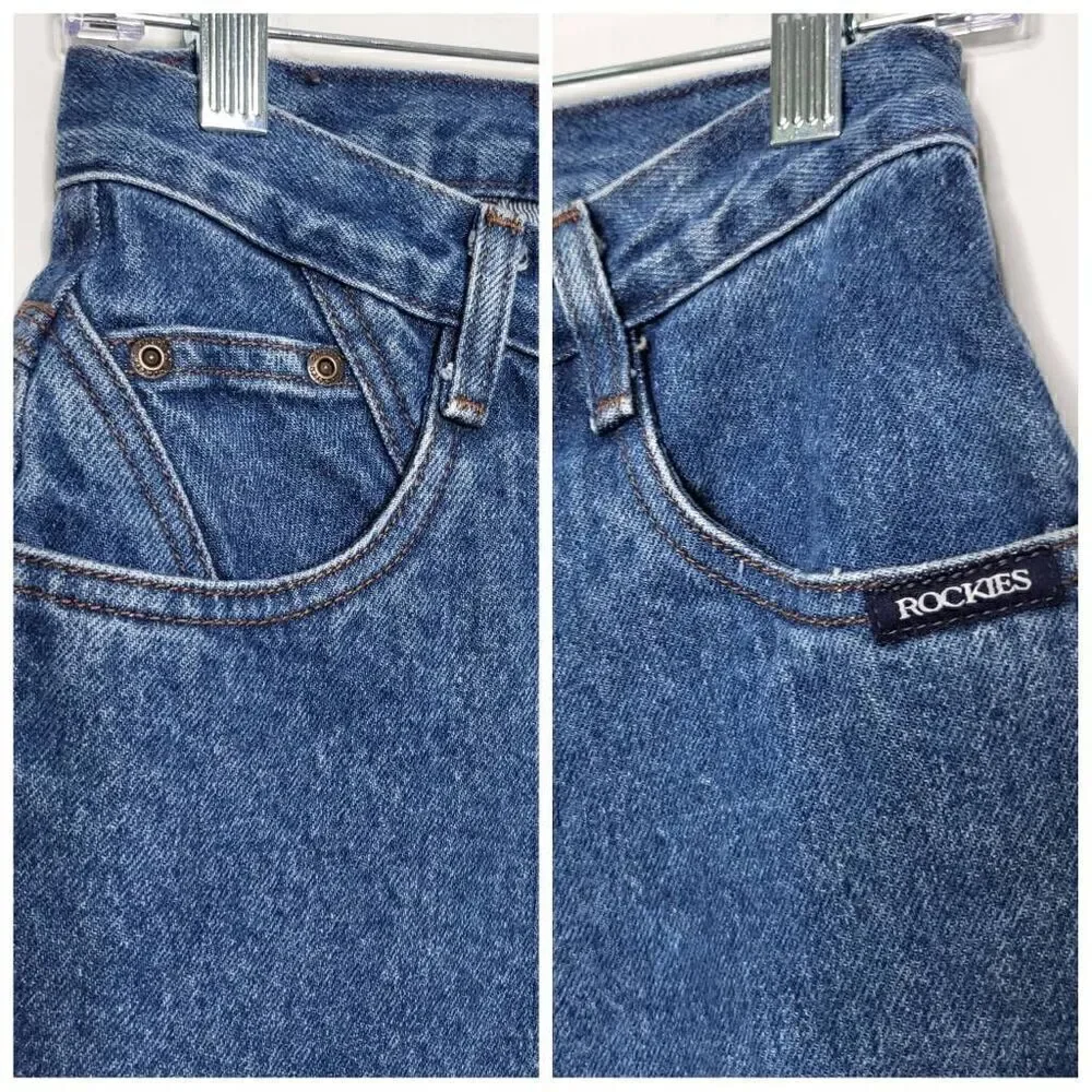 New Authentic Rockies Jeanswear Wide Leg High Rise Corduroy Side Panels Jeans Si
